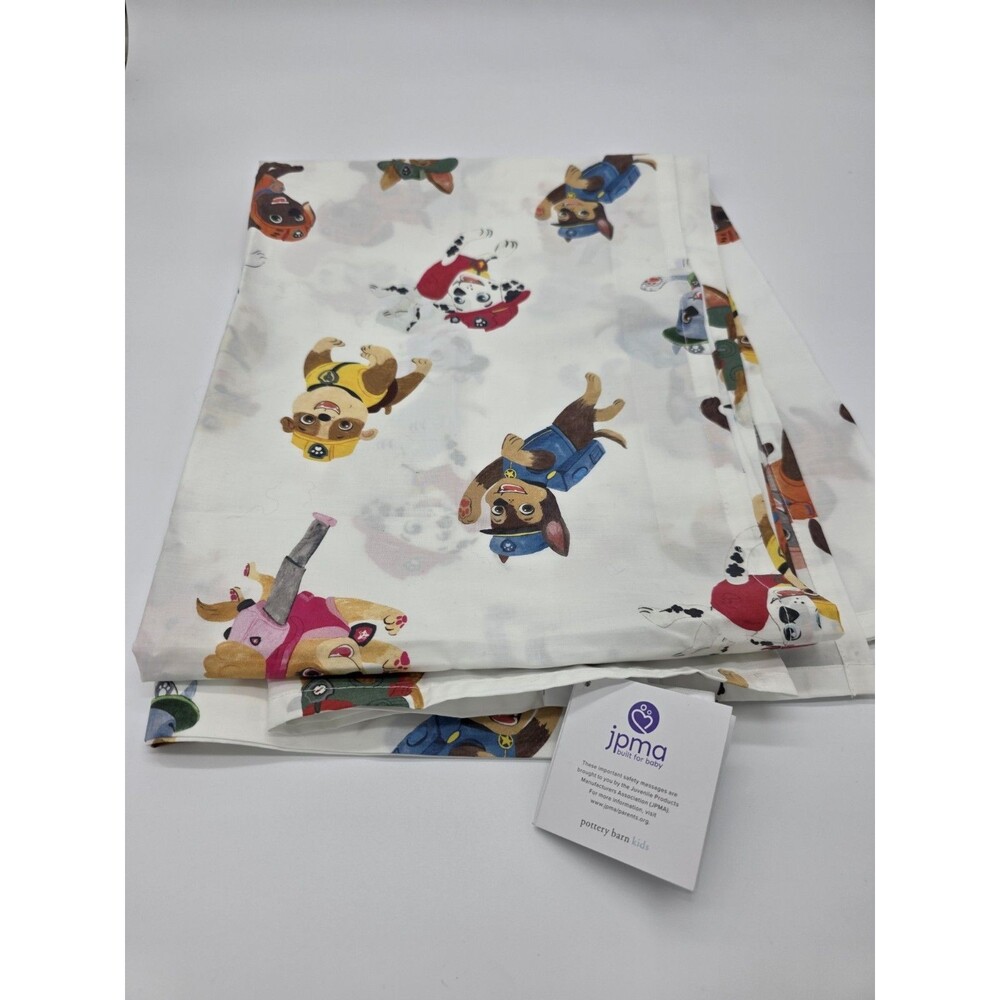 TODDLER Pottery Barn Kids Organic Cotton Paw Patrol Flat Top Sheet New With Tags